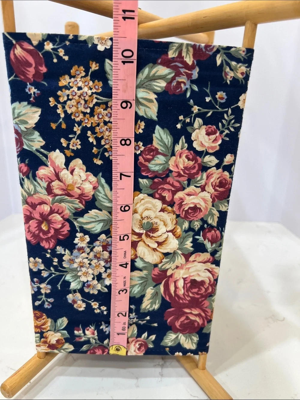 Vintage Foldable Wooden Sewing Basket Floral Knitting Craft Storage Caddy - Picture 12 of 15
